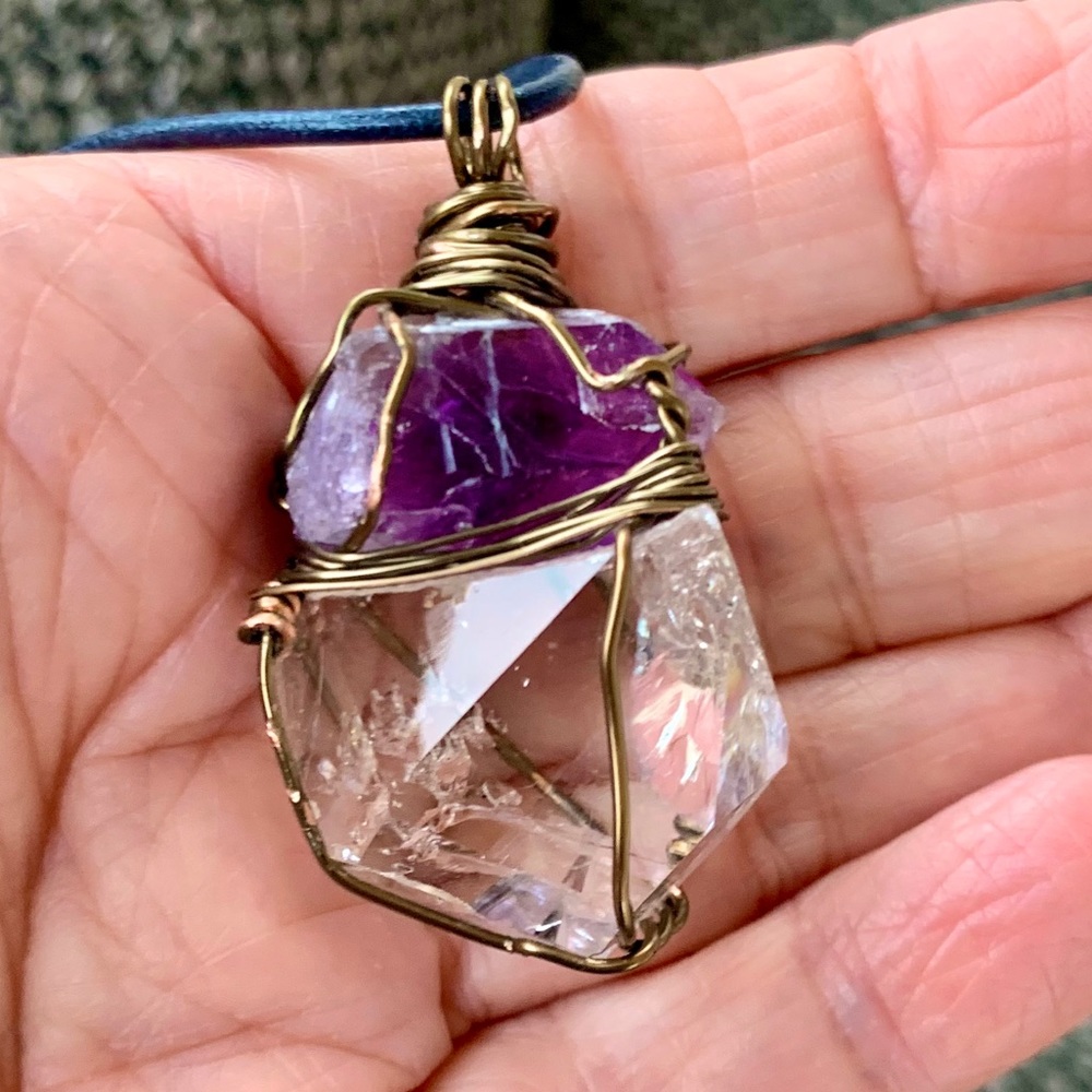 Amethyst, & Herkimer Diamond Pendant - Picture 9 of 13